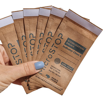 Bolsas De Estirilizacion seca  MicroSTOP, 10 PACKS, 1000 UN (100 x 60 mm)
